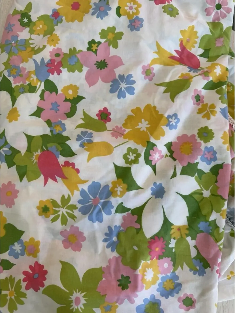 Vtg 1960s Cannon Monticello 2pc Dbl Sheet Set Mille Fleur Flower Power Clean EUC